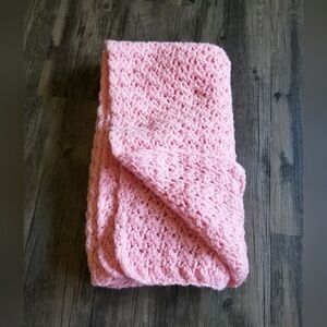 Handmade Pink Crocheted Baby Blanket